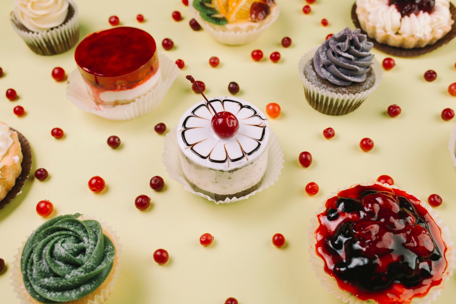 close-up-berries-near-cakes